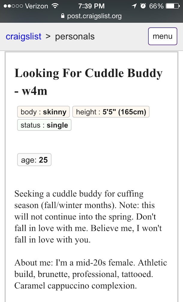 I Posted A Cuddle Buddy Ad On Craigslist And The Replies Surprised Me
