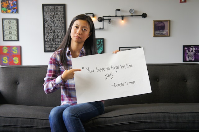 Women Hold Up Signs With Donald Trumps Most Sexist Quotes
