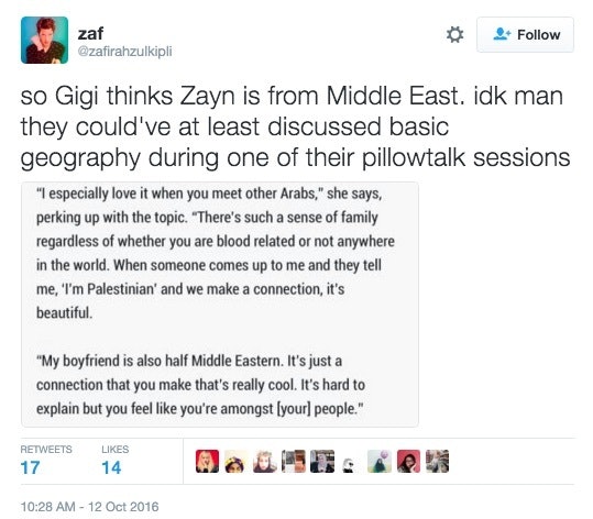 Gigi Hadid Got Zayn Maliks Ethnicity Wrong And Twitter Is