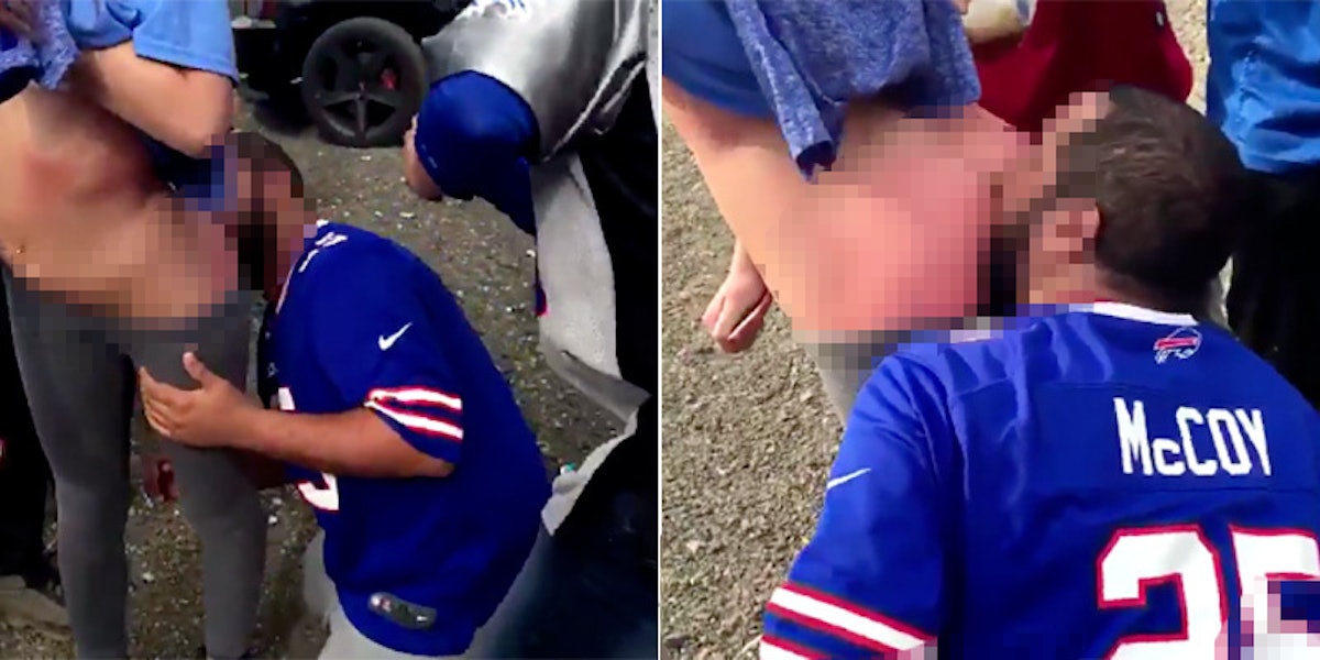 Guy Chugs Beer From Womans Ass Takes Tailgating Way Too Far In Viral