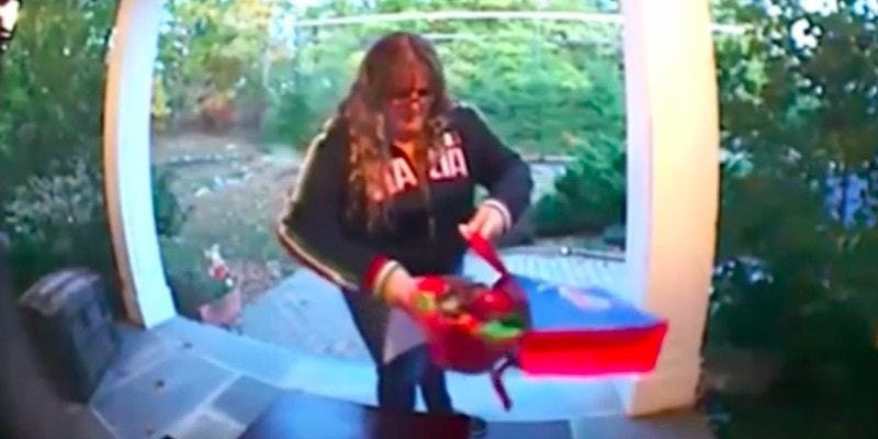 Woman Caught On Camera Stealing Bowl Of Halloween Candy