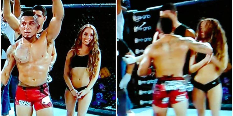 MMA Fighter Andrew Whitney Punches Ring Girl In Face MMA Fighter Andrew Whitney Punches Ring Girl In Face