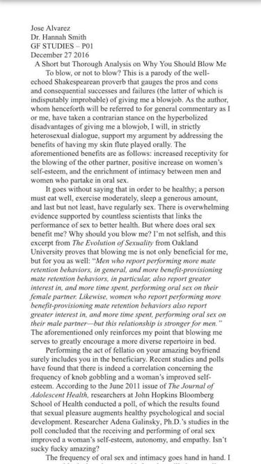 Blowjob essay picture