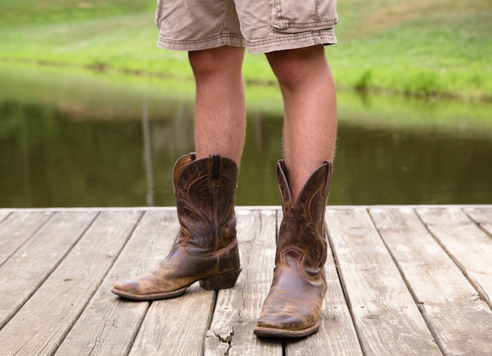 cowboy boots with shorts men's