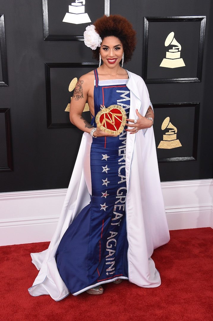 Joy Villa Showed Up To The Grammys In A Trump Dress