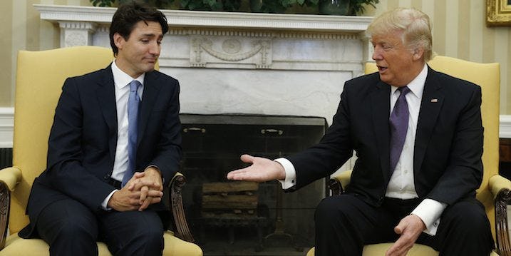Trump's Handshake With Trudeau Got Super Awkward