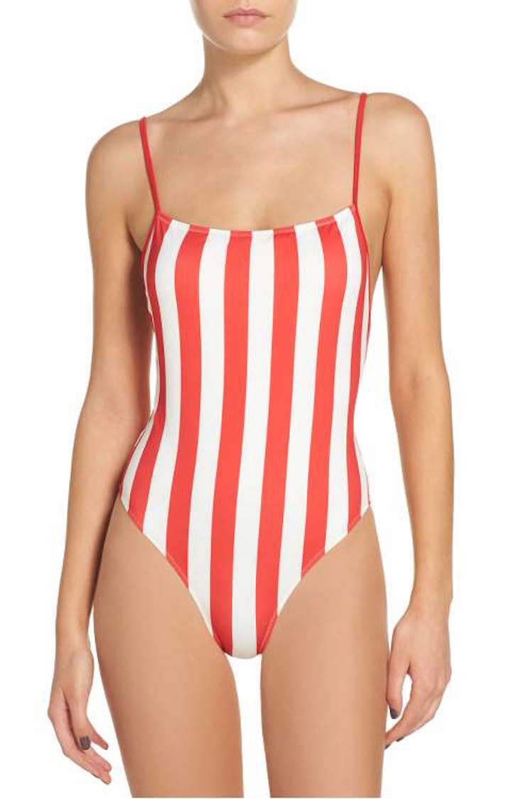 red and white bathing suit