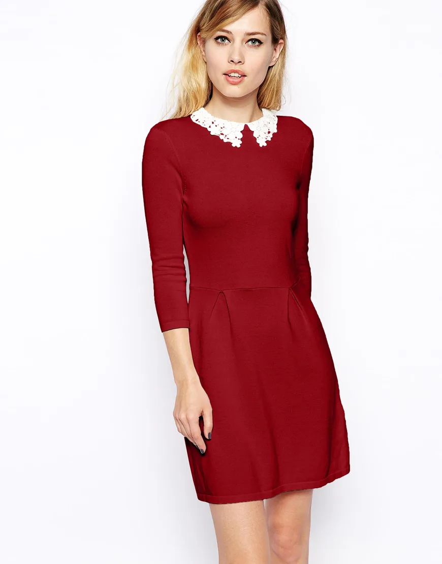 red collar dress