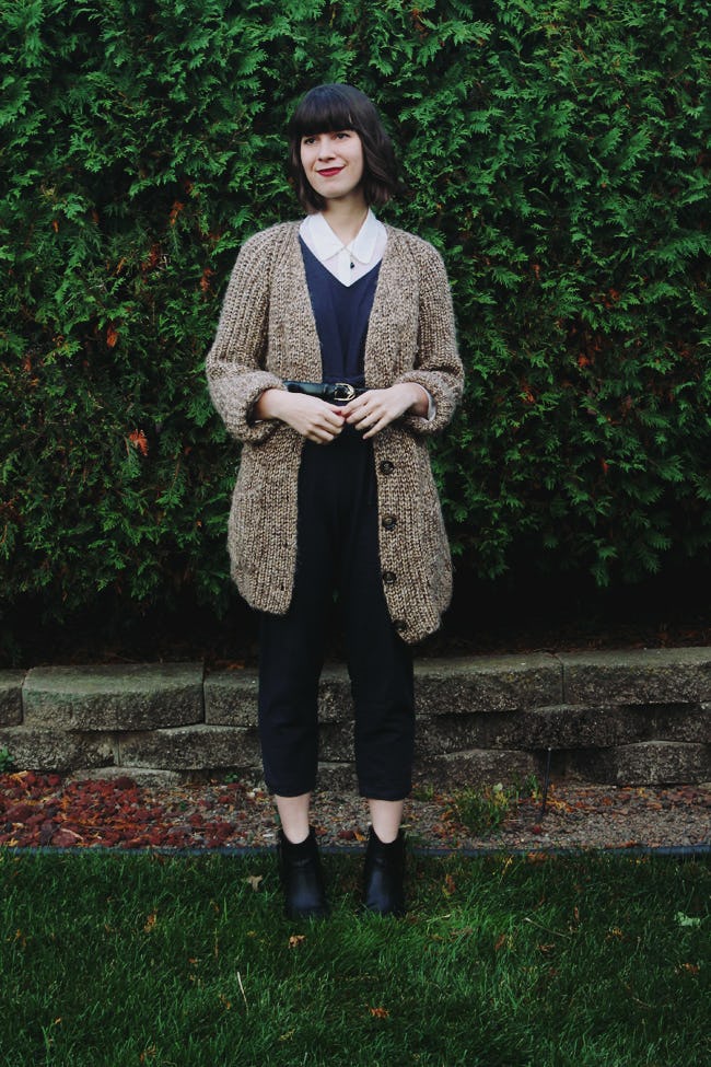 jumpsuit with sweater outfit