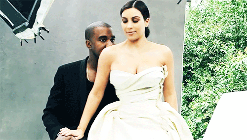 Image result for Kim and Kanye talking gif