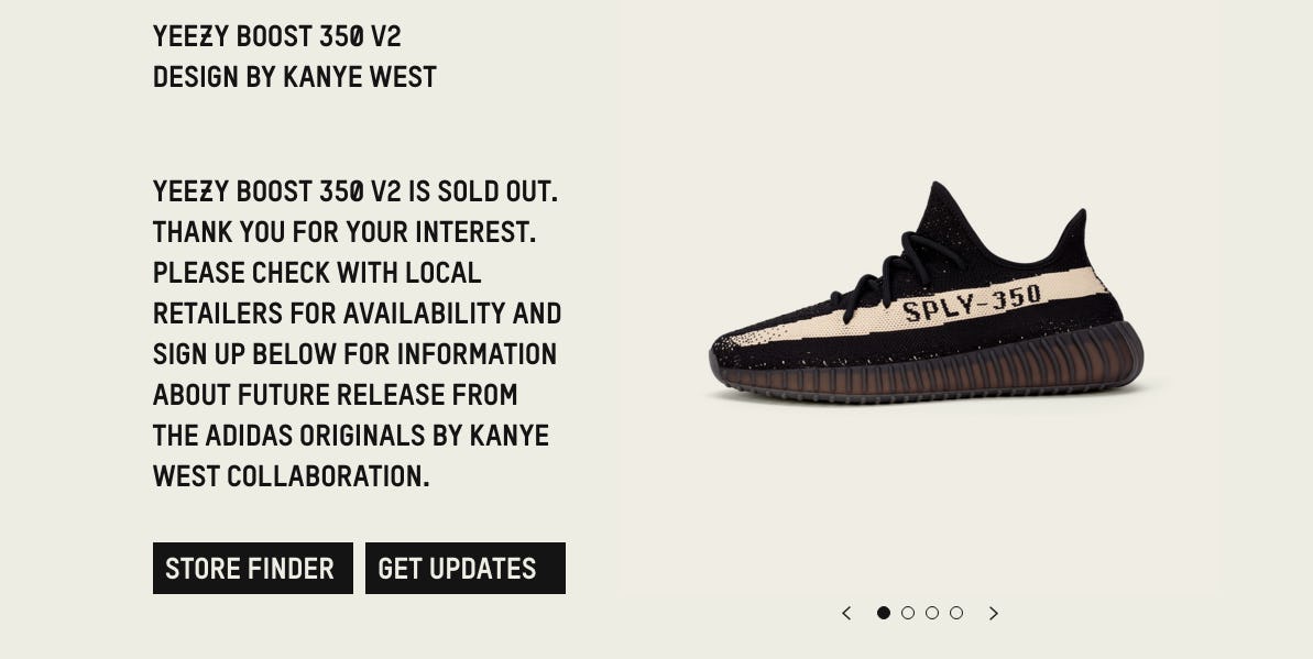 yeezy sold out