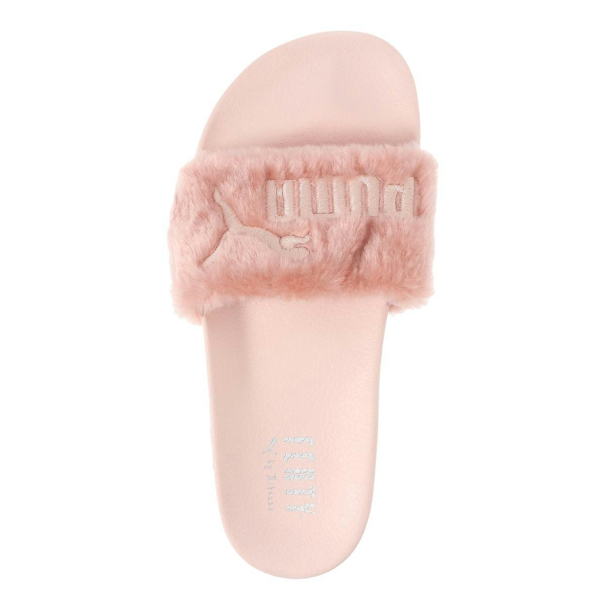 pink fluffy slippers puma