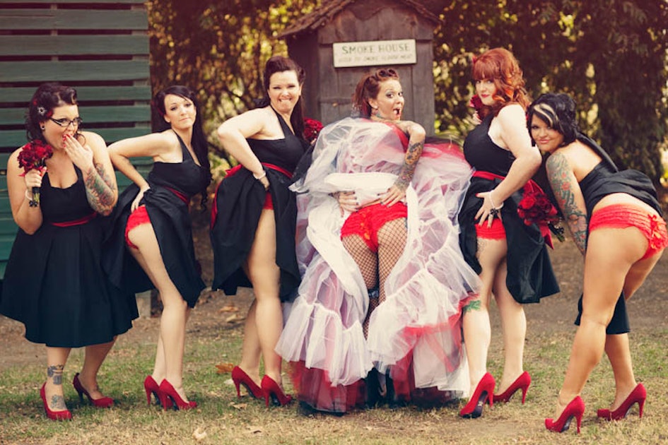 Brides And Bridesmaids Pulling Up Their Dresses To Show Off Their Butts 1167