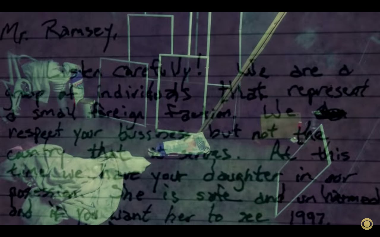 the jonbenet ramsey case ransom note