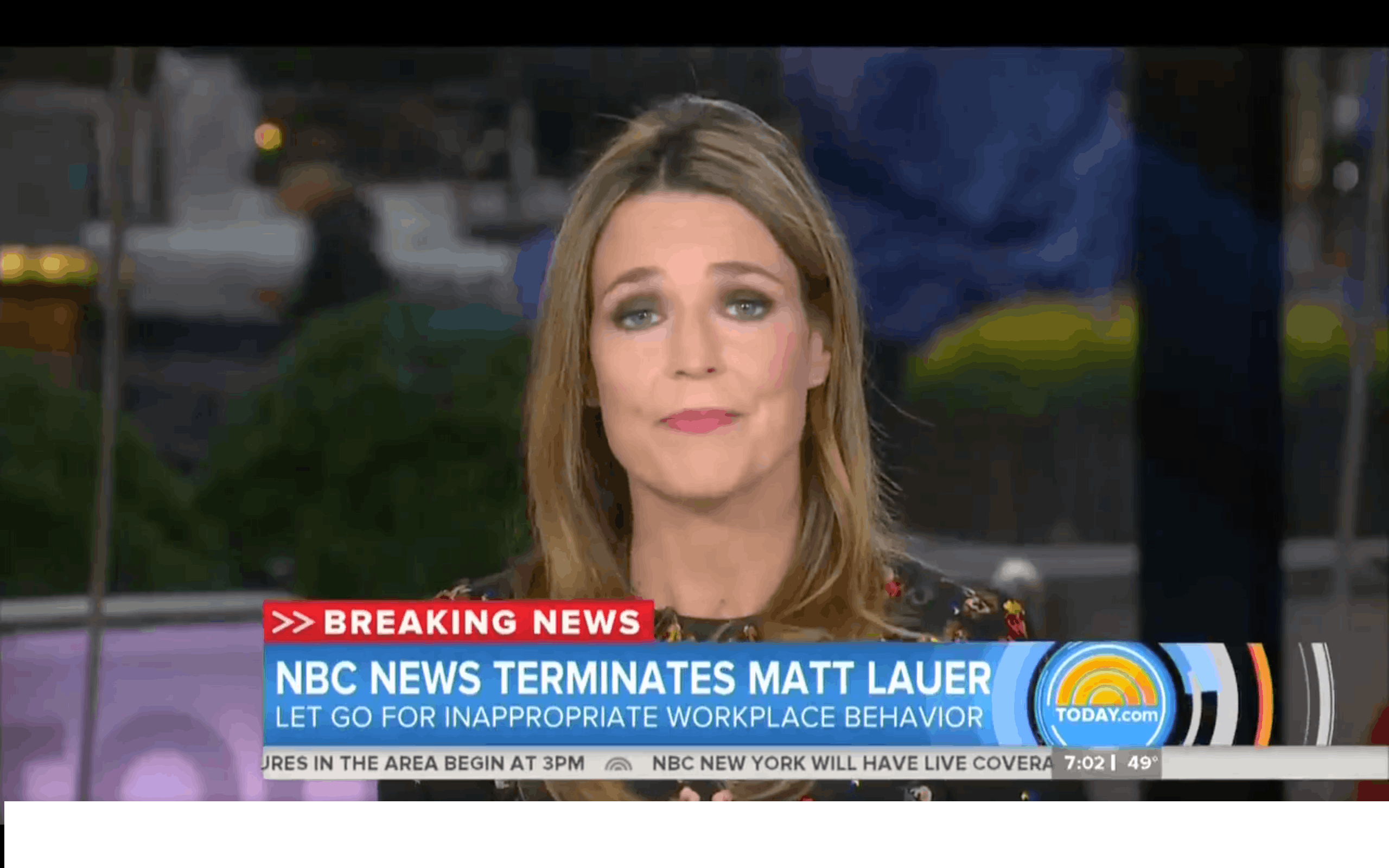 Matt Lauer Fired By NBC News for 'Inappropriate Sexual Behavior'