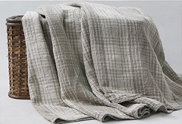 French Linen Blanket Rug Summer Cool Quilt Washed Bed ...
