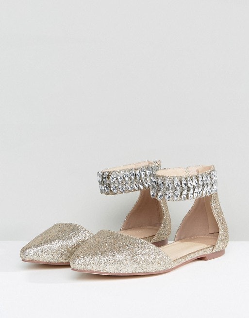 wide fit sparkly flip flops