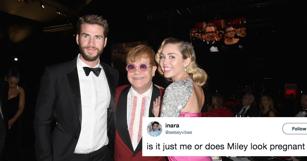 People Think Miley Cyrus Is Pregnant At The Oscars & Twitter Is Freaking Out