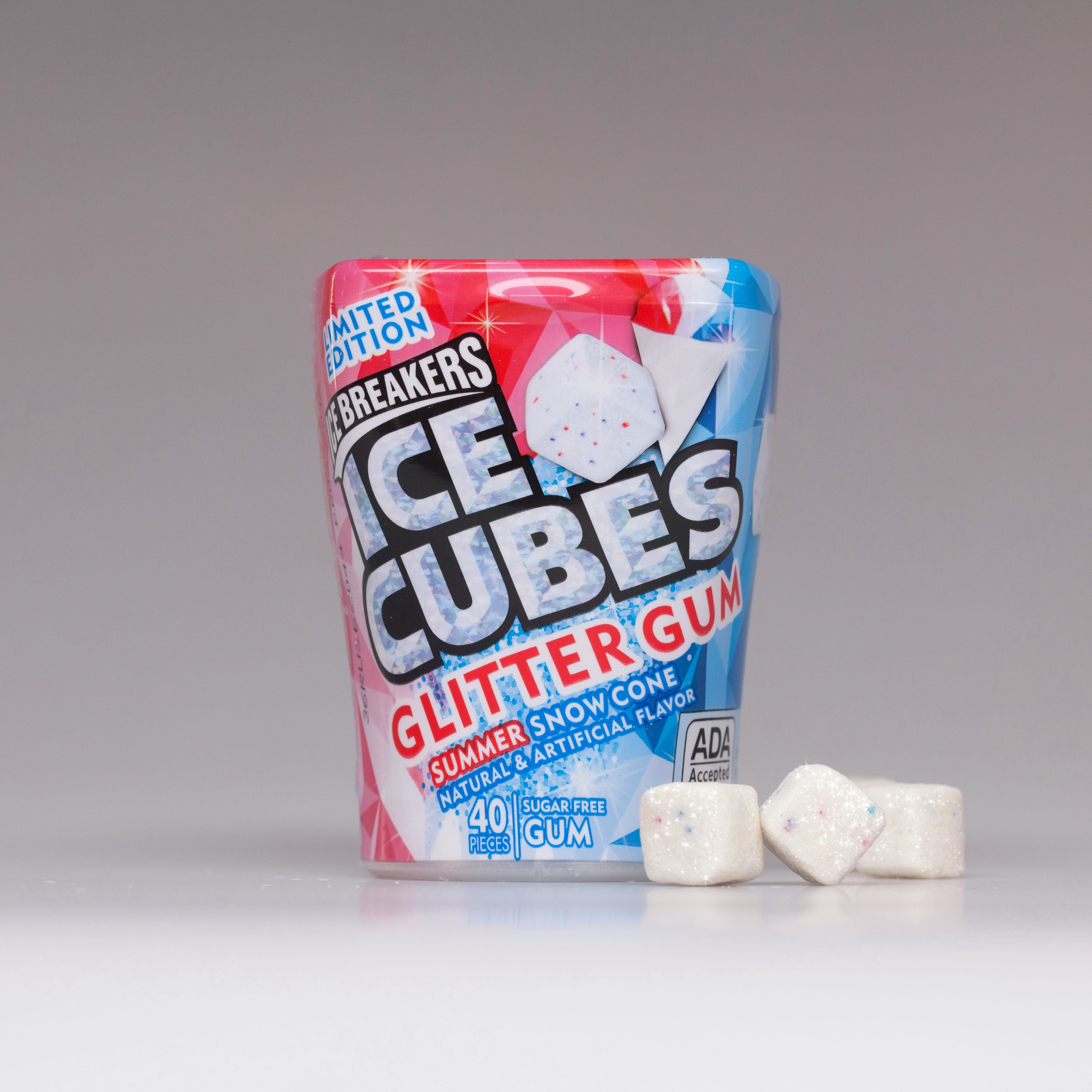 Ice Breakers' Ice Cube Glitter Gum Is Here & It Tastes Like A Cherry